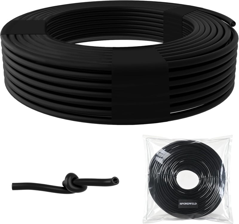 SPONDWILD 50 Ft 1/4 Inch Blank Distribution Tubing - UV Protected Flexible Black Drip Hose, Universal for Garden, Potted Plants and Veggie Beds, Fits Standard Drip Components - Image 1